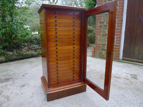 fig 3. A MAGNIFICENT AND RARE 20 DRAWER COLLECTORS CABINET BY THOMAS GURNEY CIRCA 1880.