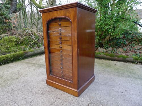 fig 1. A SOLID MAHOGANY 16 DRAWER COLLECTORS CABINET BY LEONARD TATCHELL CIRCA 1880