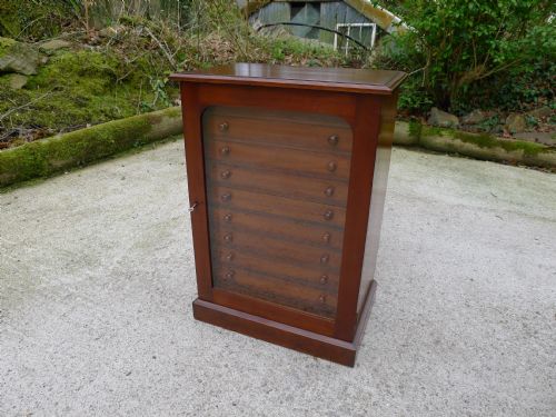 fig 1. A GOOD VICTORIAN DEAL AND MAHOGANY COLLECTORS CABINET BY GARDNER OF OXFORD STREET, LONDON. CIRCA 1890.