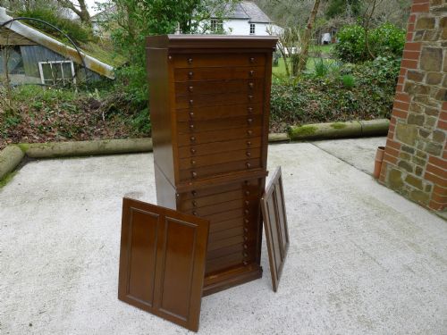 Hills of Willesden Pair of Ten Drawer Entomological Collectors Cabinets in Oak.