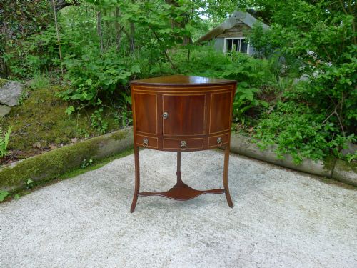 A GOOD GEORGIAN BOW FRONT MAHOGANY CORNER DISPLAY STANDWASH STAND WITH RARE FOLD DOWN TOP CIRCA 1790 - ADDITIONAL PHOTO 6