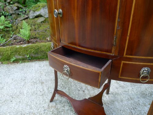 A GOOD GEORGIAN BOW FRONT MAHOGANY CORNER DISPLAY STANDWASH STAND WITH RARE FOLD DOWN TOP CIRCA 1790 - ADDITIONAL PHOTO 7