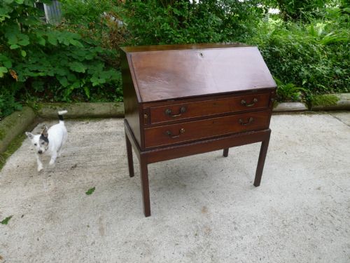 Georgian Mahogany and Deal Fall Front Two Drawer Bureau on Stand Circa 1810
