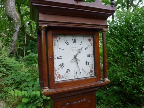 fig 1. A 30 HOUR SOLID OAK LONGCASE CLOCK BY HINKSMAN OF BROSLEY CIRCA 1820.
