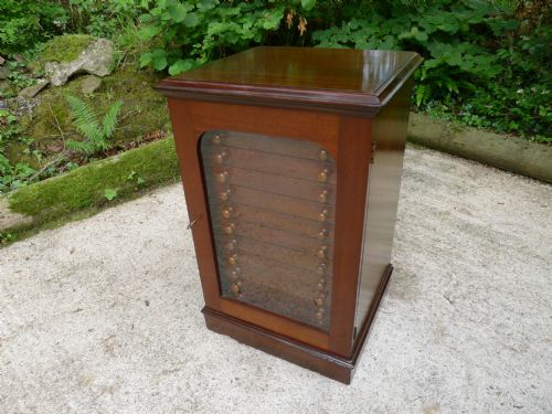 fig 2. A 12 DRAWER COLLECTORS CABINET IN MAHOGANY AND SATIN WALNUT BY MESSRS WATKINS AND DONCASTER CIRCA 1900