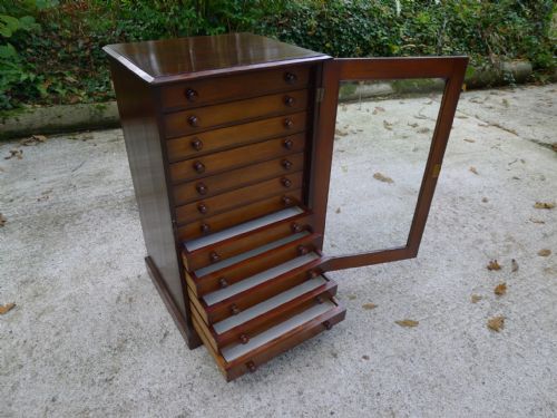 A Victorian 12 Drawer Deal Collectors Cabinet by James Gardner of Oxford Street, London. Circa 1890.