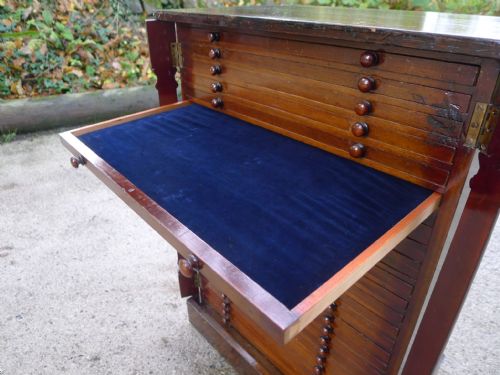 fig 1. A GOOD VICTORIAN SLIDE OR MEDAL CABINET IN DEAL AND MAHOGANY CIRCA 1890.