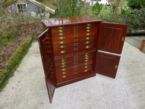 A Superb and Highly Versatile 14 Drawer Mahogany Collectors Cabinet. Circa 1900