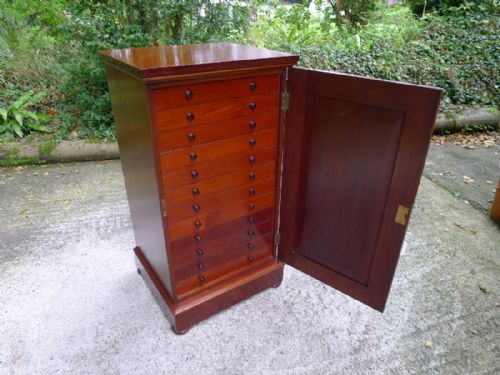 fig 1. 12 DRAWER COLLECTORS CABINET BY STANDISH. CIRCA 1870.