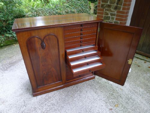 A Beautiful Victorian 32 Drawer Mahogany Collectors Cabinet Circa 1880