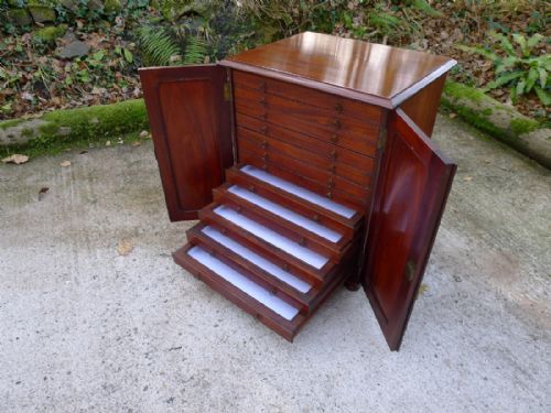 A Good Victorian Mahogany 12 Drawer Collectors Cabinet, Circa  1880