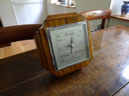 A Fine Oak 'Art Deco' Aneroid Wall Barometer Circa 1930