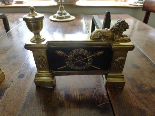 fig 1. A SUPERLATIVE PAIR OF EMPIRE PERIOD ANDIRONS OR FIRE DOGS CIRCA 1800.