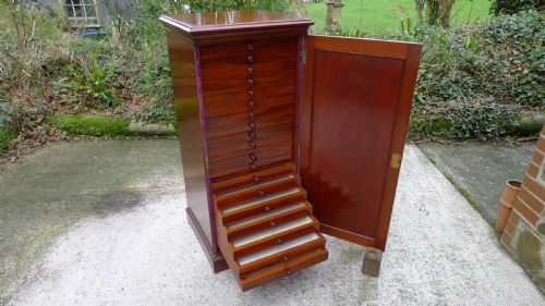 A Fine, Solid Mahogany Jansen 20 Drawer Collectors Cabinet. Circa 1890