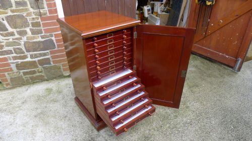 A Fine 16 Drawer Victorian Mahogany Collectors Specimen Cabinet Circa 1890