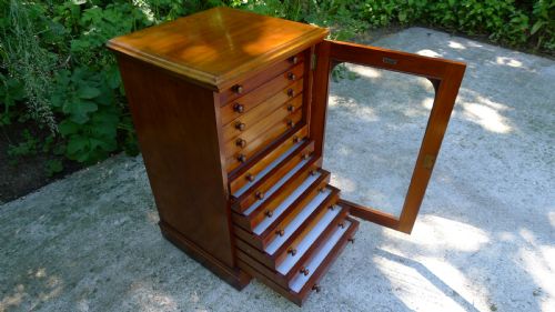 A Good Mahogany 12 Drawer Collectors Cabinet by Watkins & Doncaster Late of the Emminent Entomologist P.w.cribb.