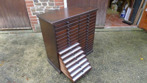 A Very Versatile 30 Drawer Victorian Collectors Cabinet in Stained and Polished Deal. Circa 1890.