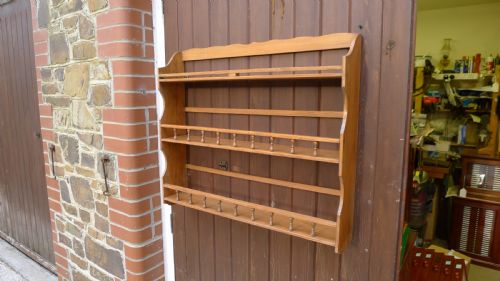A Victorian Deal Hanging Book Shelf or Display Rack. Circa 1890.