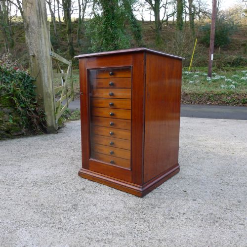 A Good 12 Drawer, Victorian Mahogany Collectors Cabinet, Continental Depth. Circa 1870.