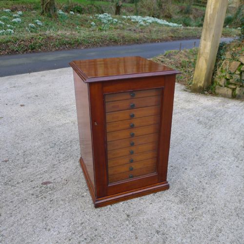 fig 1. A GOOD 12 DRAWER, VICTORIAN MAHOGANY COLLECTORS CABINET, CONTINENTAL DEPTH. CIRCA 1870.
