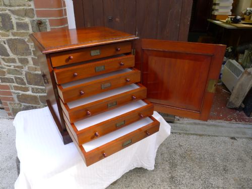 fig 2. AN EXCELLENT SIX DRAWER COLLECTORS CABINET BY JAMES GARDNER, FORMERLY OF OXFORD STREET, LONDON. CIRCA 1880. DEEP DRAWERS.