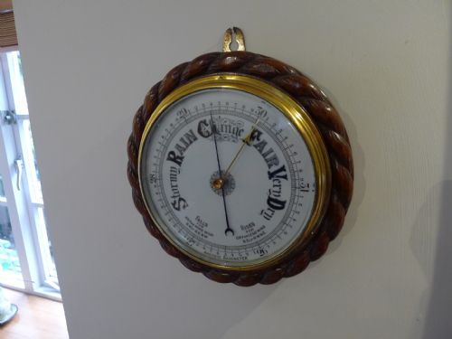 A Good Oak Cased Aneroid Barometer Circa 1890.