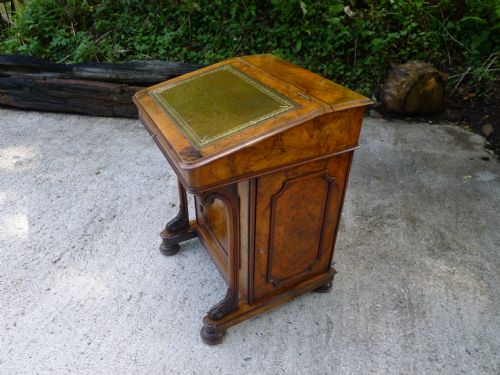 fig 1. A BEAUTIFUL ENGLISH BURR WALNUT DAVENPORT DESK CIRCA 1870