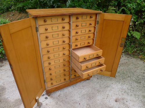 A Solid English Ash Mineral or Fossil Collectors Cabinet Circa 1870.