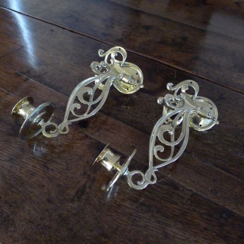A Beautiful Pair of Brass, Swing Out Piano Candle Holders. Circa 1890.
