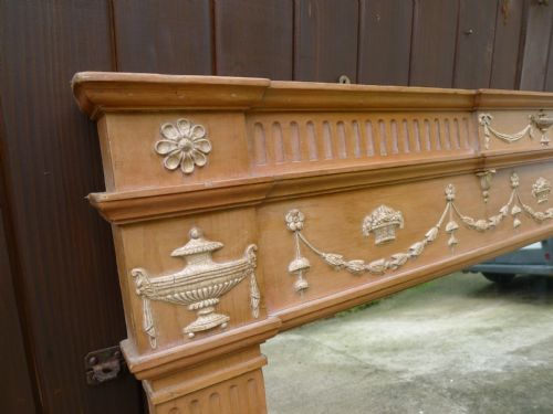 A FINE AND ORIGINAL LATE 18THEARLY 19TH CENTURY OVERMANTEL IN PINE AND GESSO ORIGINAL GLASS - ADDITIONAL PHOTO 3