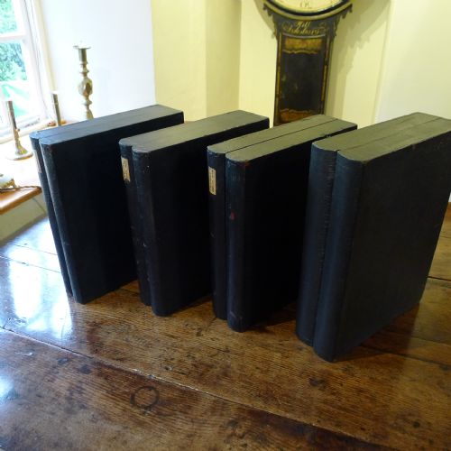 fig 1. 4 BUCKRAM BOUND 'BOOK' BOXES BY J.T.CROCKETT, CAVENDISH SQUARE, LONDON. CIRCA 1880.