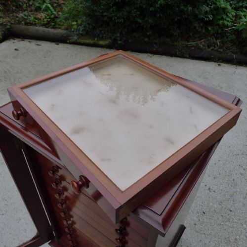 fig 3. A PRISTINE WATKINS & DONCASTER 'DE-LUXE' COLLECTORS CABINET IN SOLID MAHOGANY. CIRCA 1890.