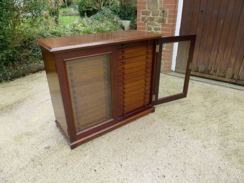 A Fine Mahogany 30 Drawer Collectors Cabinet Late of Baron De Worms. Circa 1900.