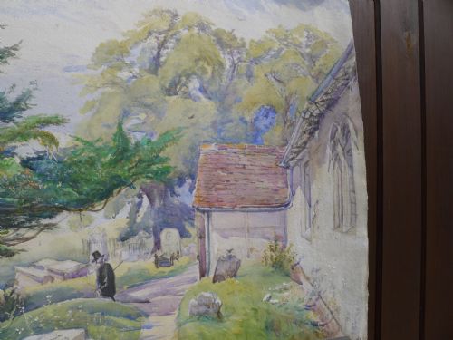 AN INTERESTING PAIR OF VICTORIAN WATER COLOURS OF VIEWS OF EARTHAMPSTED CHURCH BERKSHIRE - ADDITIONAL PHOTO 4
