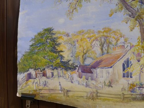 AN INTERESTING PAIR OF VICTORIAN WATER COLOURS OF VIEWS OF EARTHAMPSTED CHURCH BERKSHIRE - ADDITIONAL PHOTO 6