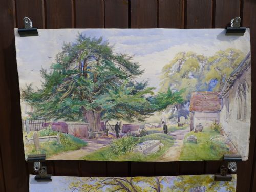 AN INTERESTING PAIR OF VICTORIAN WATER COLOURS OF VIEWS OF EARTHAMPSTED CHURCH BERKSHIRE - ADDITIONAL PHOTO 12