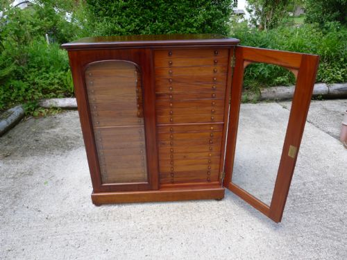 fig 1. FOR THE CONNOISSEUR, A SUPERB AND RARE 36 DRAWER BRADY COLLECTORS CABINET. CIRCA 1900.