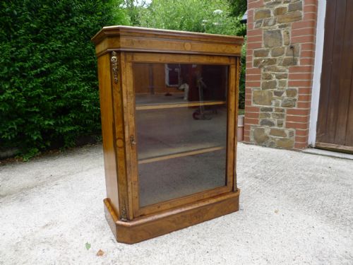 A Very Fine Burr Walnut and Amboyna Collectors Pier Display Cabinet. Circa 1880.