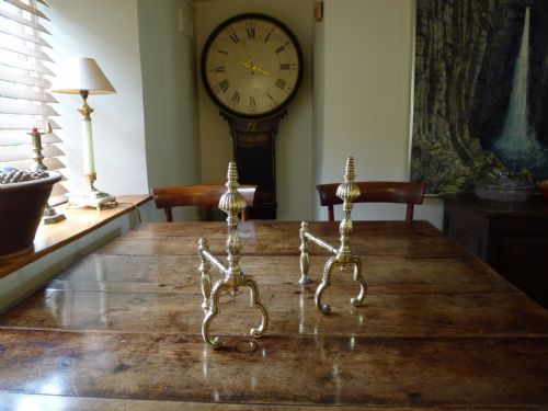 A Fine Pair of Georgian Brass Fire Dogs or Andirons Circa 1820.