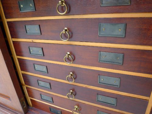 A SUPERB 'TYPE' SPECIMEN COLLECTORS CABINET IN MAHOGANY AND SATIN WOOD CIRCA 1870 - ADDITIONAL PHOTO 4