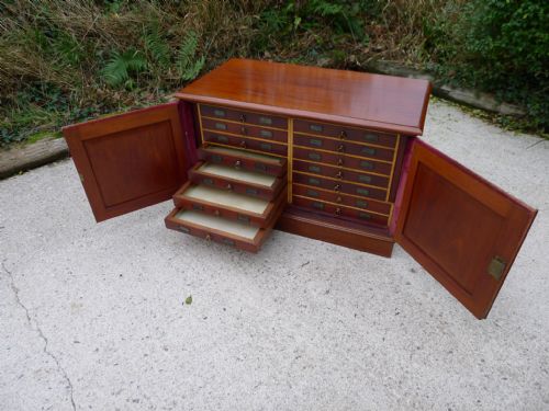 A SUPERB 'TYPE' SPECIMEN COLLECTORS CABINET IN MAHOGANY AND SATIN WOOD CIRCA 1870 - ADDITIONAL PHOTO 9