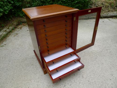 An Excellent 12 Drawer Mahogany Collectors Cabinet by Messrs Watkins & Doncaster, 36 the Strand London. Butterfly Medal Etc.