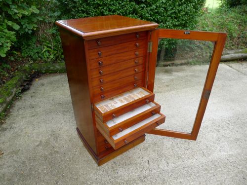 A Victorian Solid Mahogany 15 Drawer Collectors Cabinet. Circa 1890
