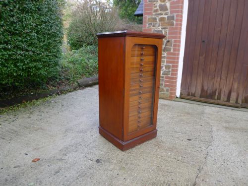 fig 1.  18 DRAWER DEAL AND MAHOGANY COLLECTORS CABINET BY J.J HILL & SON OF WILLESDEN CIRCA 1900.