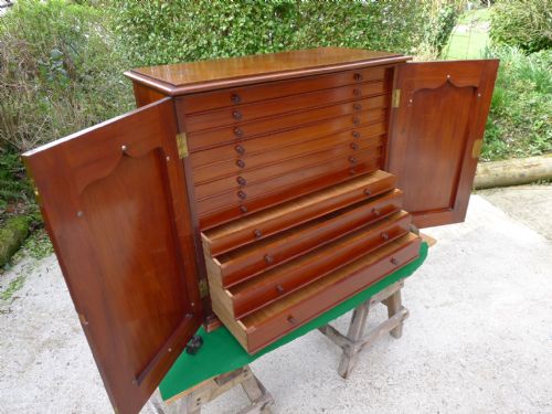 A Good Victorian Mahogany 12 Drawer Graduated Collectors Cabinet. Circa 1890