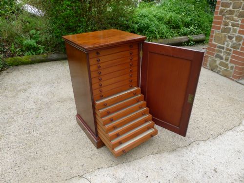 A Superlative Victorian Mahogany Collectors Cabinet. 15 Drawers. Circa 1870