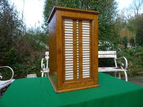 A Large and Beautiful Oak Microscope Slide Collectors Cabinet Circa 1900.
