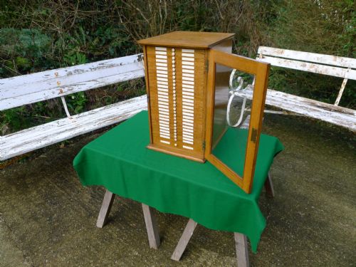 fig 1. A LARGE AND BEAUTIFUL OAK MICROSCOPE SLIDE COLLECTORS CABINET CIRCA 1900.