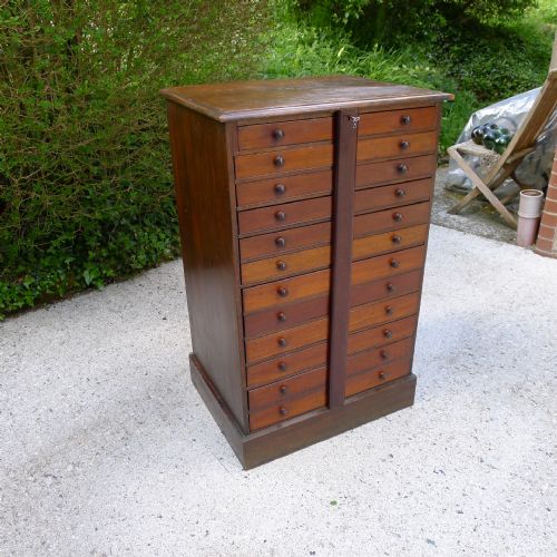 A Good 12 Drawer Oological Graduated Egg Collectors Cabinet in Satin Walnut and Deal Circa 1890.