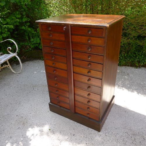fig 2. A GOOD 12 DRAWER OOLOGICAL GRADUATED EGG COLLECTORS CABINET IN SATIN WALNUT AND DEAL CIRCA 1890.
